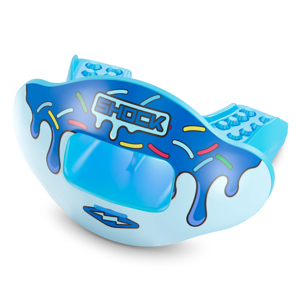 Blue Sprinkle Drip Max AirFlow Football Mouthguard - Front Angle View