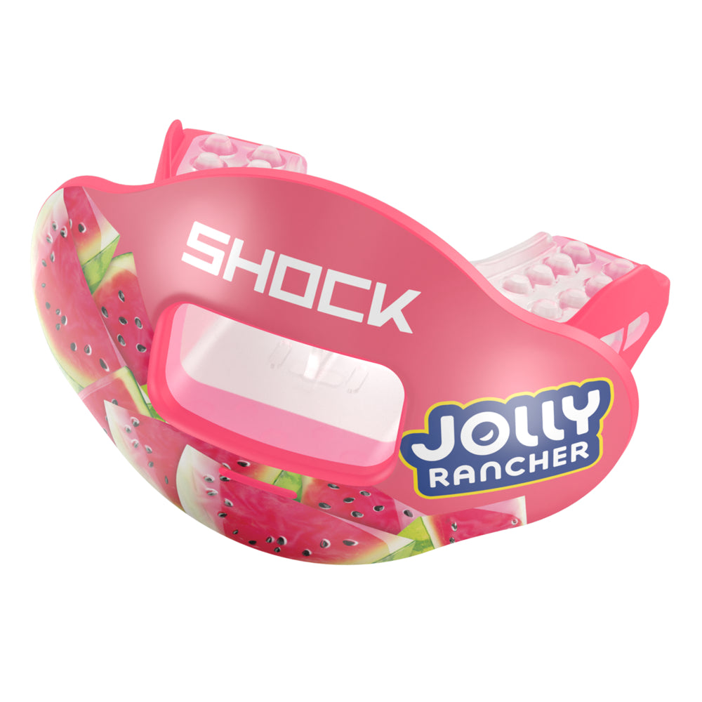 Shock Doctor Jolly Rancher Max AirFlow Football Mouthguard - Watermelon Flavor - Front View
