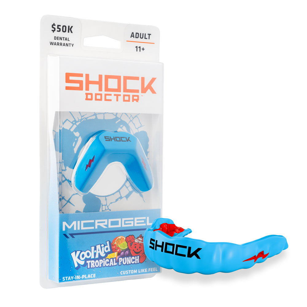 Shock Doctor MicroGel Flavor Kool-Aid Tropical Punch Mouthguard Packaging - $50K Dental Warranty | Adult 11+ - Stay-in-Place, Custom Like Feel