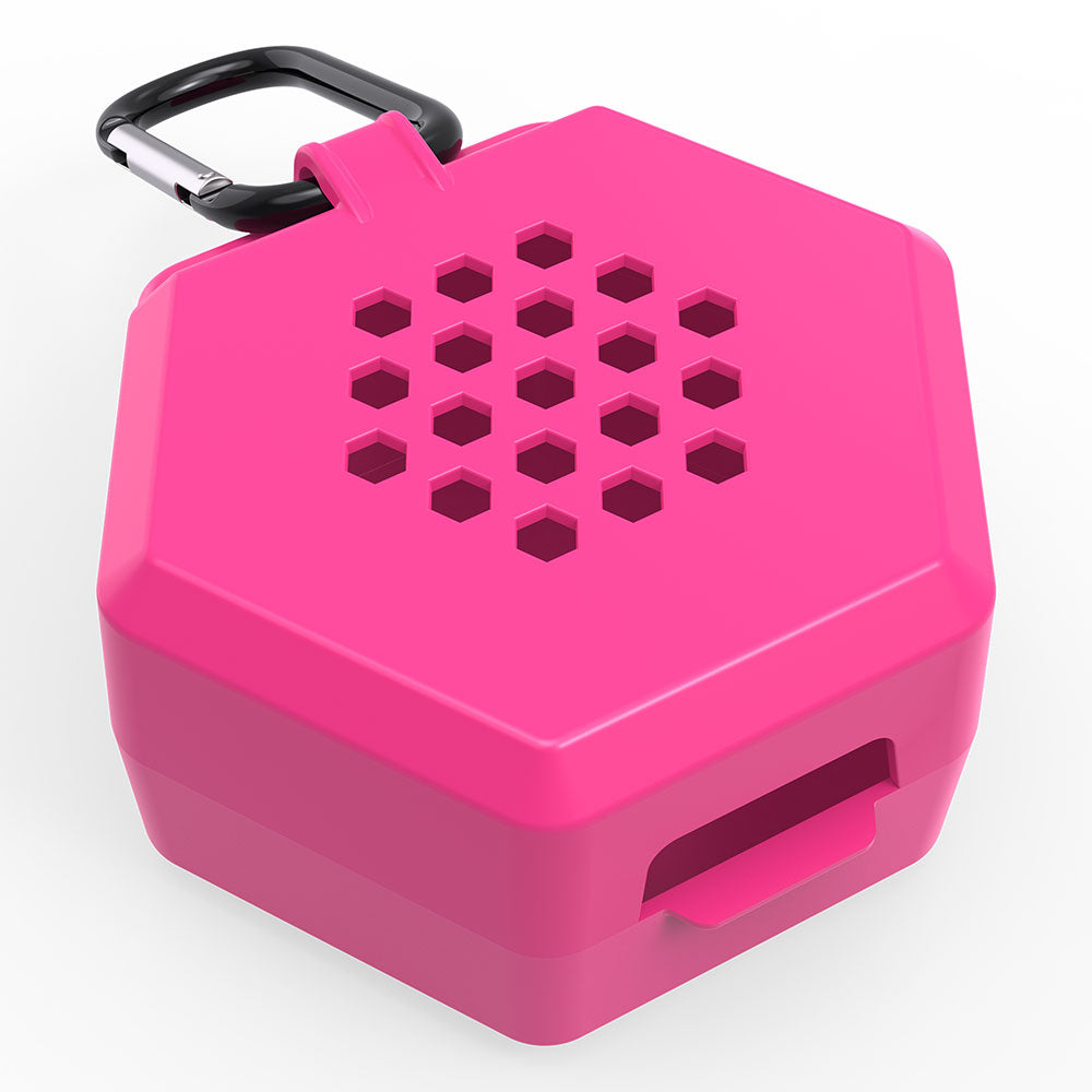 Shock Doctor Showtime Mouthguard Case in pink, back view showing hexagonal ventilation holes