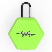 Shock Doctor Showtime Mouthguard Case in shock green, front view with carabiner clip and lightning-bolt logo