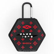 Shock Doctor Showtime Limited Edition Mouthguard Case in black and red lux, front view with carabiner clip and lightning-bolt logo