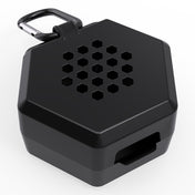 Shock Doctor Showtime Limited Edition Mouthguard Case in black and white flag print, back view showing hexagonal ventilation holes
