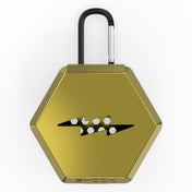 Shock Doctor Showtime Limited Edition Mouthguard Case in chrome gold, front view with carabiner clip and lightning-bolt logo
