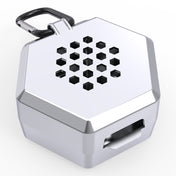 Shock Doctor Showtime Limited Edition Mouthguard Case in chrome silver, back view showing hexagonal ventilation holes