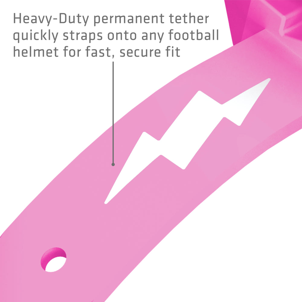 Shock Doctor Thunder Bolt Lip Guard - Heavy-Duty permanent tether quickly straps onto any football helmet for fast, secure fit