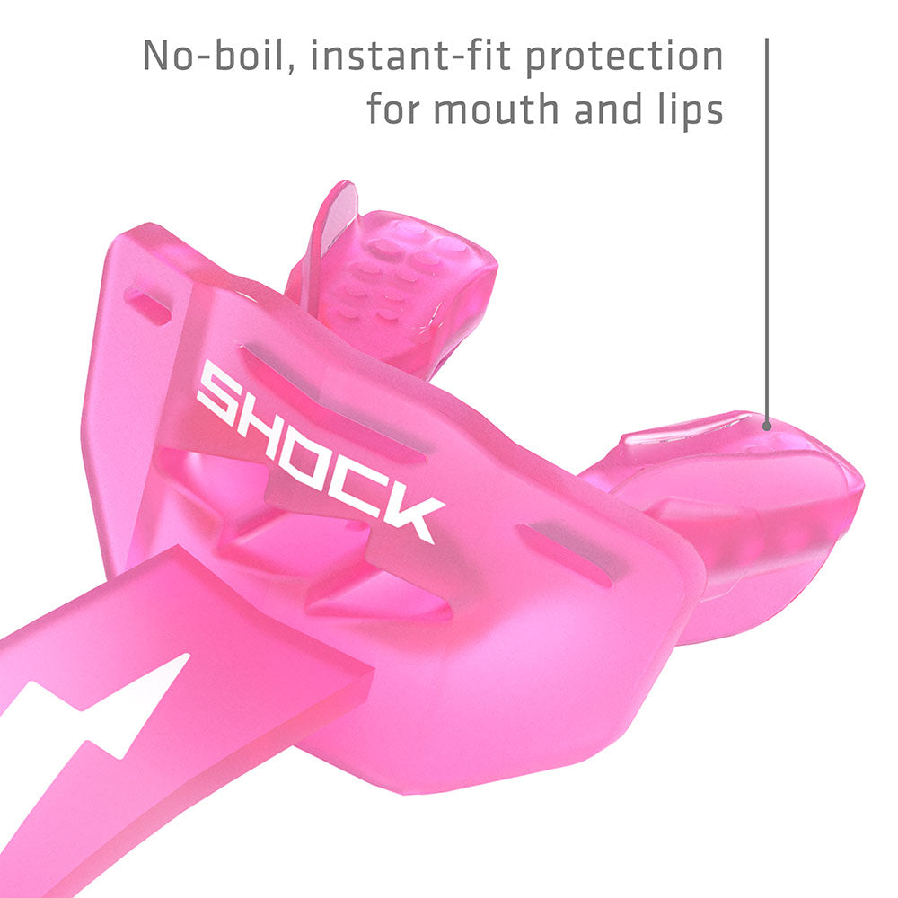 Shock Doctor Thunder Bolt Lip Guard - Pink - No-boil, instant-fit protection for mouth and lips