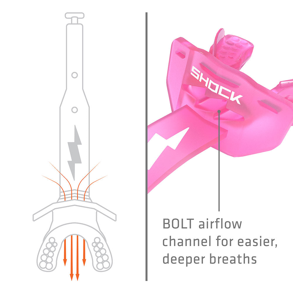 Shock Doctor Thunder Bolt Lip Guard - Pink - BOLT airflow channel for easier, deeper breaths