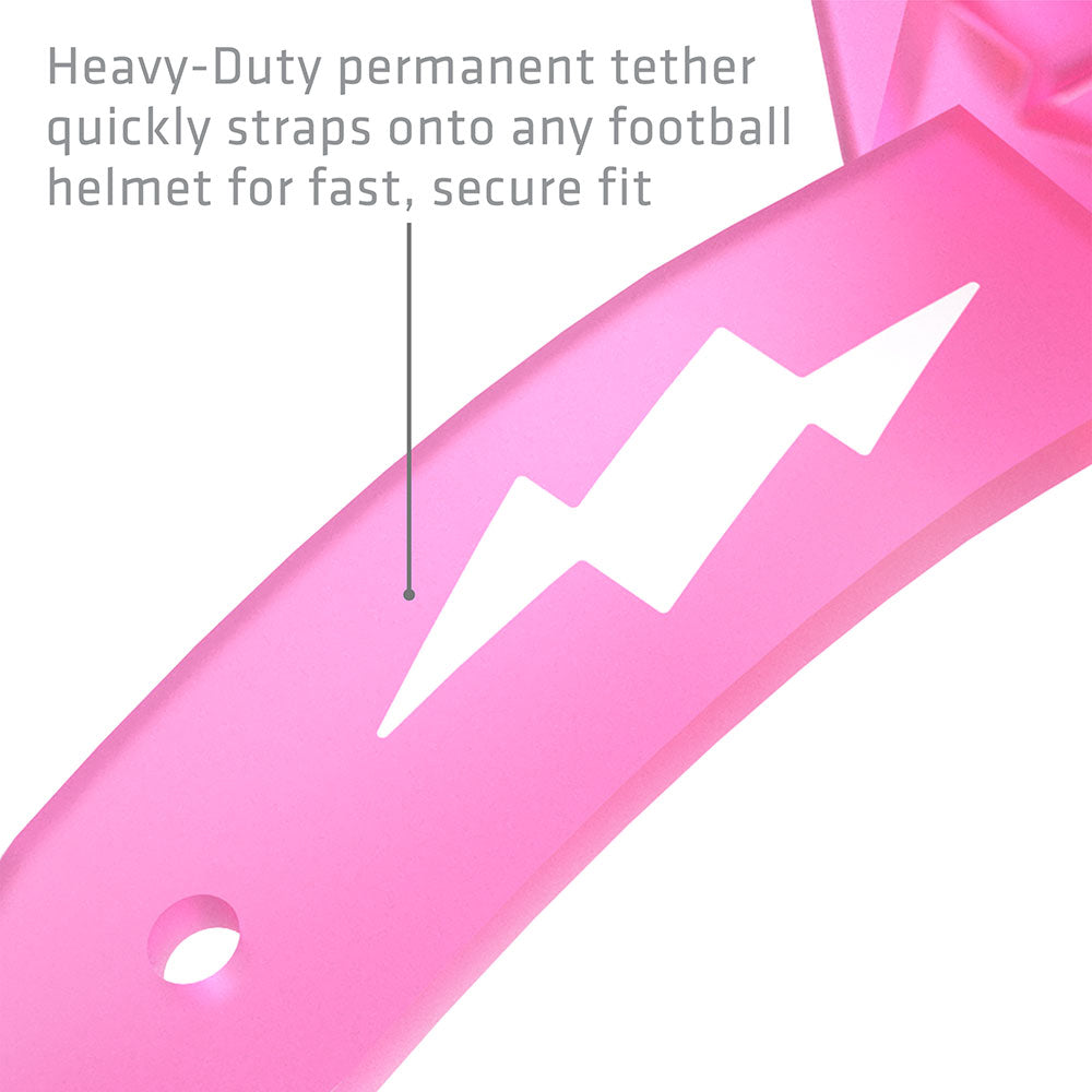 Shock Doctor Thunder Bolt Lip Guard - Pink - Heavy-Duty permanent tether quickly straps onto any football helmet for fast, secure fit