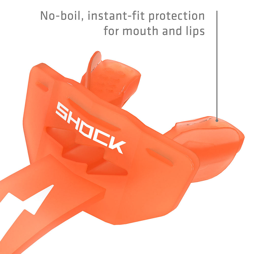 Shock Doctor Thunder Bolt Lip Guard - Orange - No-boil, instant-fit protection for mouth and lips
