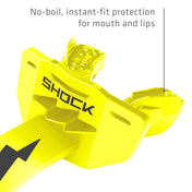 Shock Yellow Shock Doctor Thunder Bolt Lip Guard showing no-boil, instant-fit protection for the mouth and lips