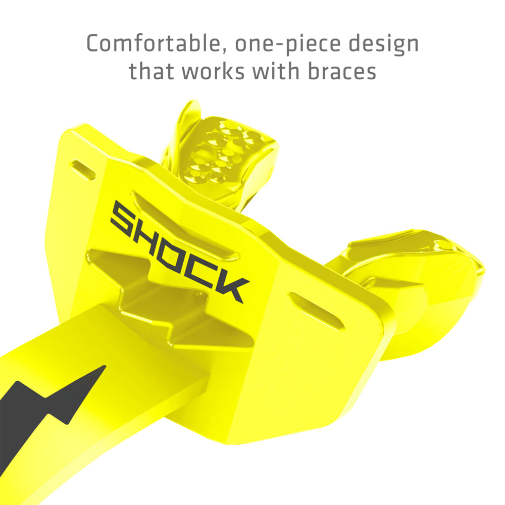 Shock Yellow Shock Doctor Thunder Bolt Lip Guard with a comfortable one-piece design that works with braces