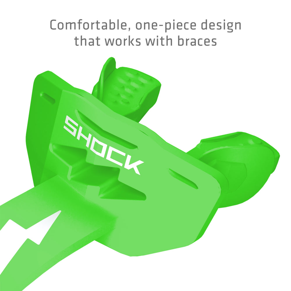 Shock Green Shock Doctor Thunder Bolt Lip Guard with a comfortable one-piece design that works with braces