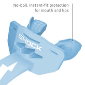 Columbia Blue Shock Doctor Thunder Bolt Lip Guard showing no-boil, instant-fit protection for the mouth and lips