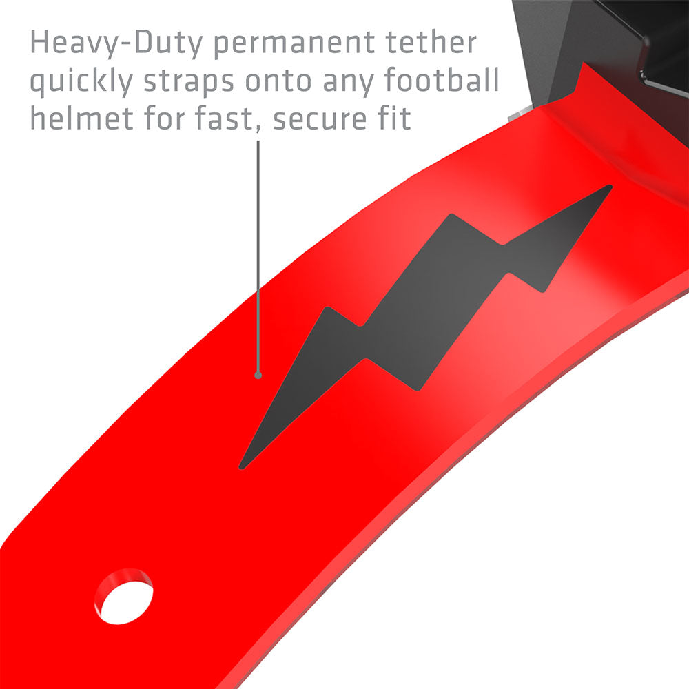 Shock Doctor Thunder Bolt Lip Guard - Black/Red - Heavy-Duty permanent tether quickly straps onto any football helmet for fast, secure fit
