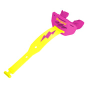 Shock Doctor Thunder Bolt Lip Guard in shock pink and shock yellow, instant-fit football lip guard, front view
