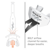 Shock Doctor Thunder Bolt Lip Guard - White/Black - BOLT airflow channel for easier, deeper breaths