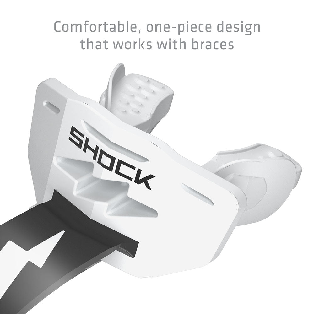 Shock Doctor Thunder Bolt Lip Guard - White/Black - Comfortable, one-piece design that works with braces