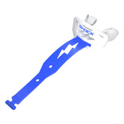 Shock Doctor Thunder Bolt Lip Guard in white and royal blue, instant-fit football lip guard, front view