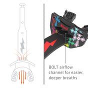 Diagram of the Divine Drip Thunder Bolt Lip Guard's BOLT airflow channel, illustrating the open vent path for easier, deeper breathing