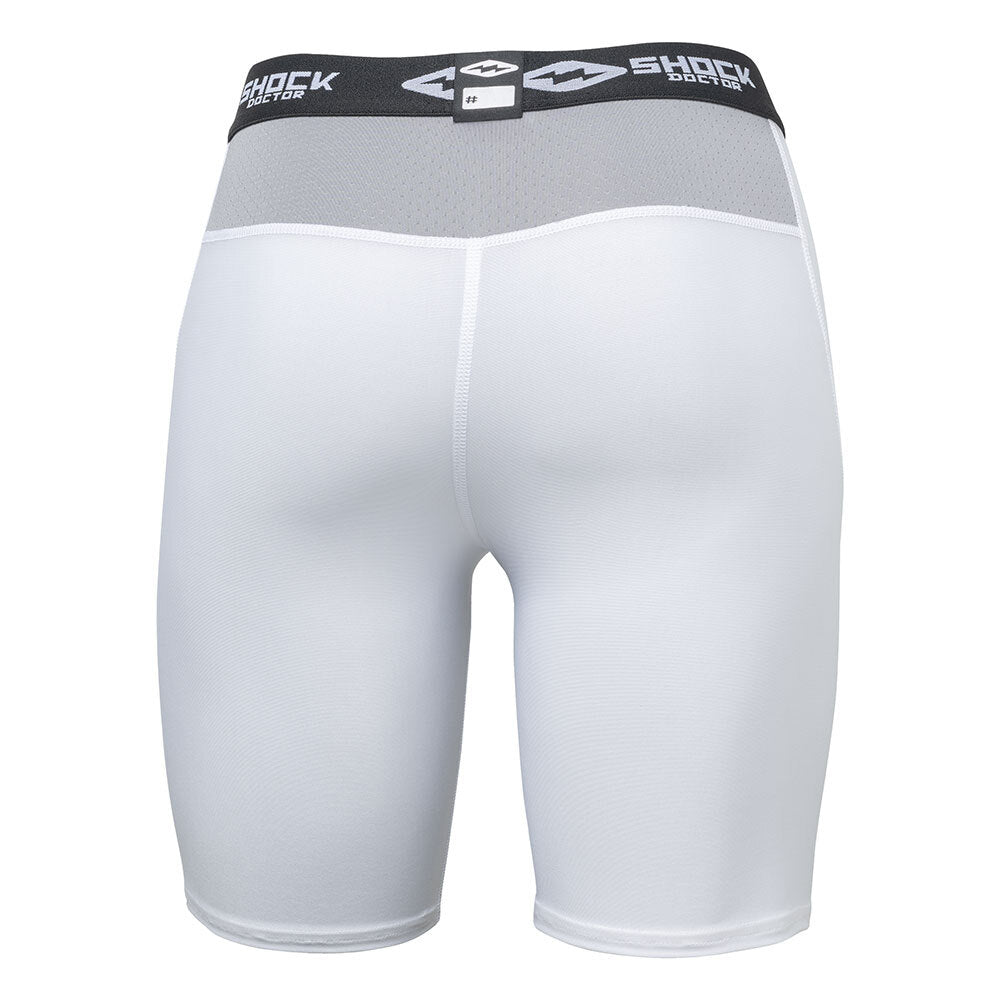 Shock Doctor White Compression Shorts - Back View