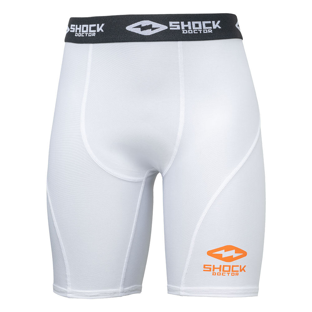 Shock Doctor White Compression Shorts - Front View