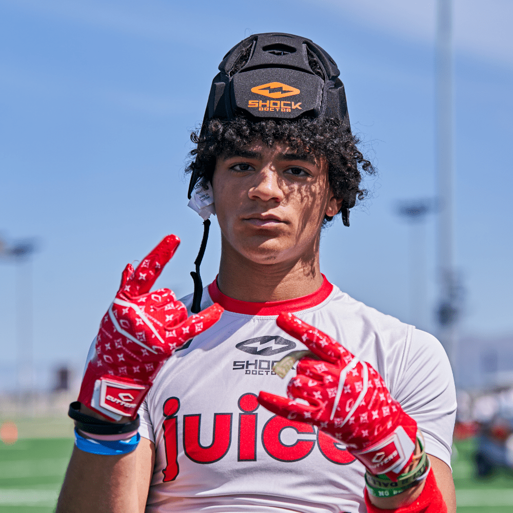 Shock Doctor Showtime Showtime Soft Shell Protective Headgear - Lifestyle Shot on Youth Football Player