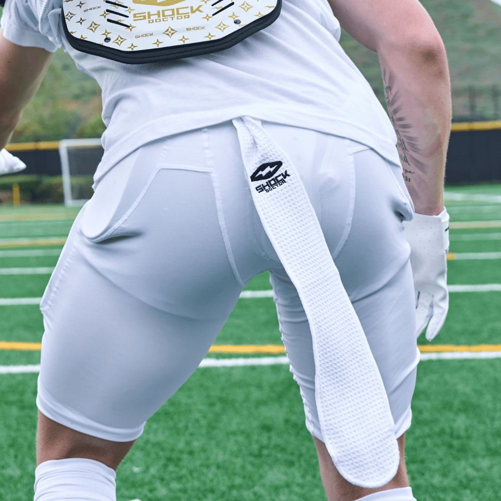 Shock Doctor Showtime Streamer Towel - White  - Lifestyle Shot of Youth Football Player 