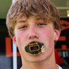 Youth Football Player Wearing Shock Doctor 3D Jewels Dollar Max AirFlow Football Mouthguard