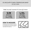 Ice Recovery Elbow Compression Wrap - US SIZE CHART - SIZING: Strap length is adjustable to fit a wide range of athletes | S/M - FITS UP TO: 5'7" or 160lbs (170cm or 72kg), L/XL - FITS OVER: 5'7" or 160lbs (170cm or 72kg) | HOW TO MEASURE: To choose the correct size for you, measure the circumference of your arm 2 inches/5 centimeters from elbow tip.