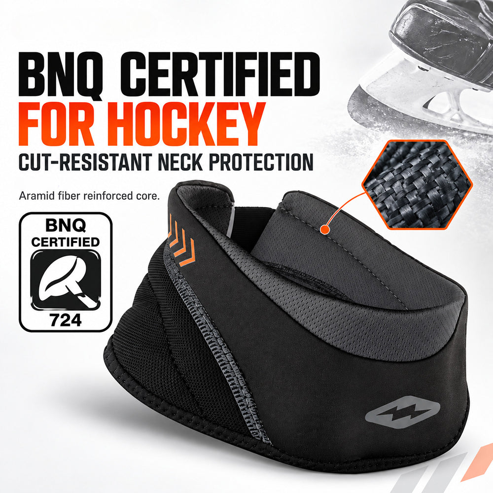 Shock Doctor Ultra Neck Guard 2.0, BNQ certified hockey neck guard with cut-resistant aramid fiber reinforced core