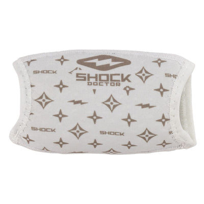 Shock Doctor Showtime Chin Strap Cover - White/Gold Lux - Front View