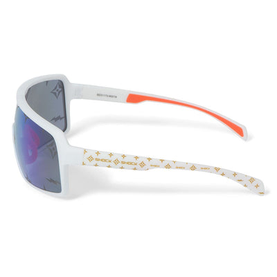Shock Doctor Showtime Sunglasses - White Frame & Blue Lenses - Side View