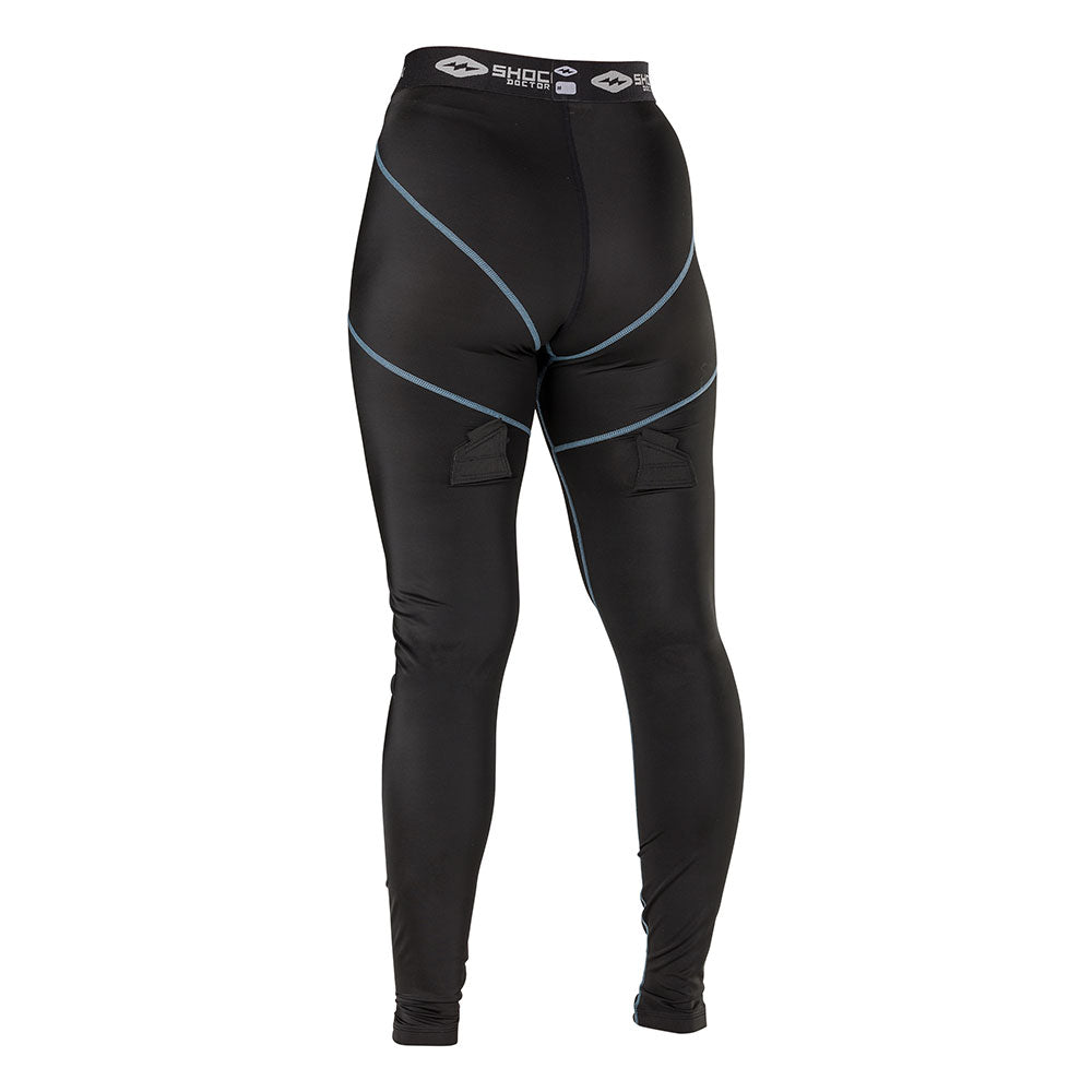 Shock Doctor Women's Compression Hockey Pant With Pelvic Protector - Black - Back View