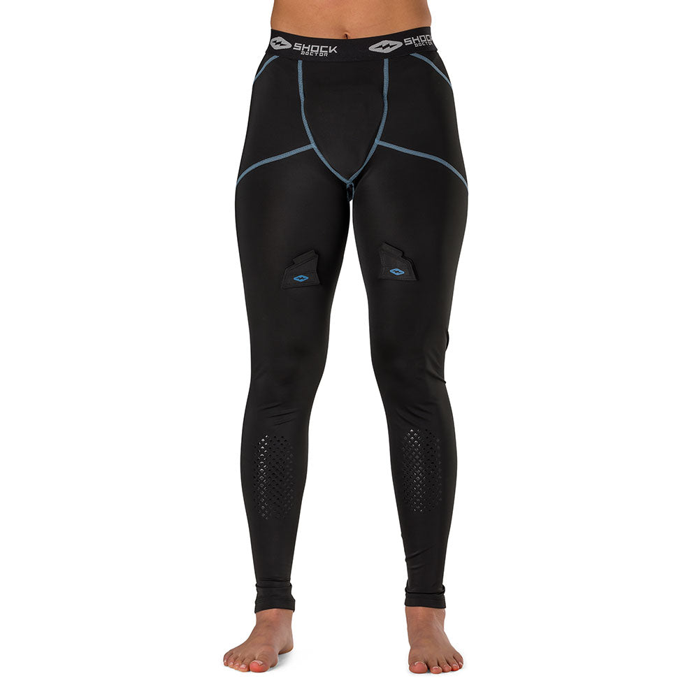 Shock Doctor Women's Compression Hockey Pant With Pelvic Protector - Black - On Model - Front View