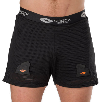 Shock Doctor Men's Loose Hockey Short with BioFlex Cup - Black - On Model - Front View