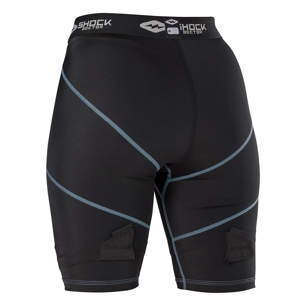 Shock Doctor Women's Compression Hockey Short with Pelvic Protector - Black - Back View