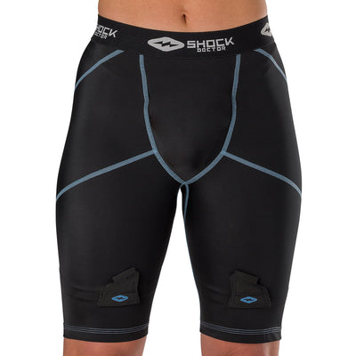Shock Doctor Women's Compression Hockey Short with Pelvic Protector - Black - On Model - Front View