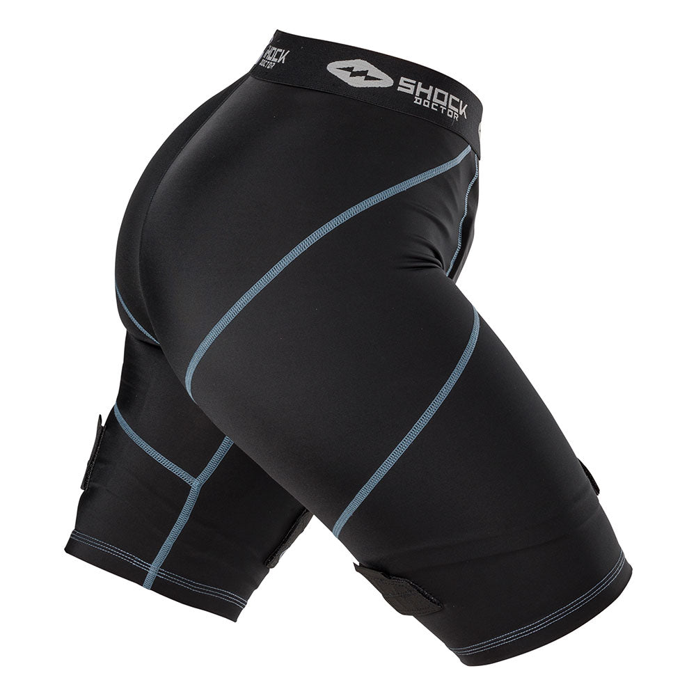 Shock Doctor Women's Compression Hockey Short with Pelvic Protector - Black - Side View