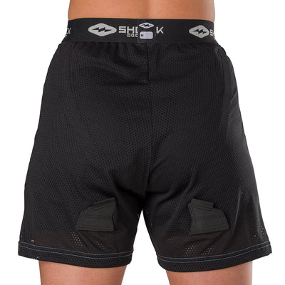 Shock Doctor Women's Loose Hockey Short with Pelvic Protector - Black - On Model - Back View