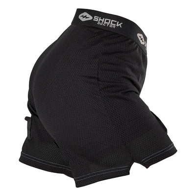 Shock Doctor Women's Loose Hockey Short with Pelvic Protector - Black - Side View