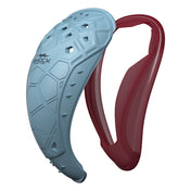 Shock Doctor BioFlex 2.0 Cup in white and maroon, shown in profile with comfort-flex perimeter and low-profile build for impact protection and unrestricted movement