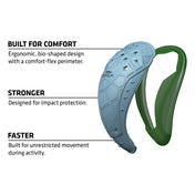 Shock Doctor BioFlex 2.0 Cup in white and green, highlighting ergonomic bio-shaped design with comfort-flex perimeter built for comfort, impact protection, and unrestricted movement