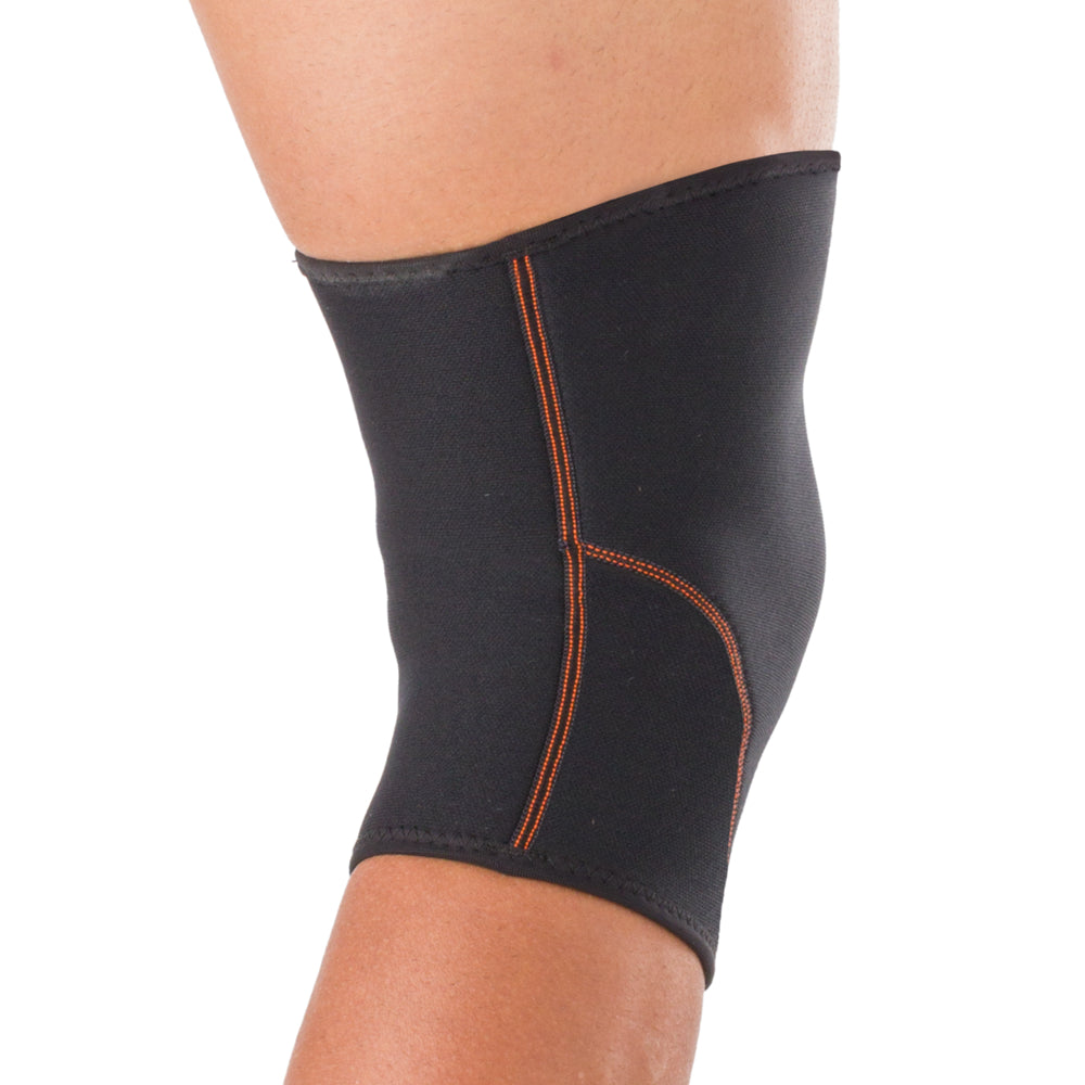 Shock Doctor Knee Sleeve worn on leg, back view showing compression fit around the knee