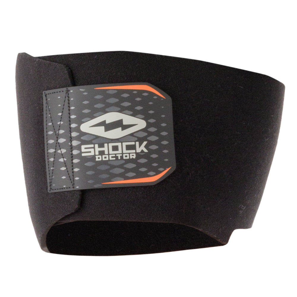 Shock Doctor Adjustable Groin Wrap in black neoprene, product-only view showing hook-and-loop closure