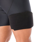 Shock Doctor Adjustable Groin Wrap worn on the upper thigh, side view showing full wrap coverage