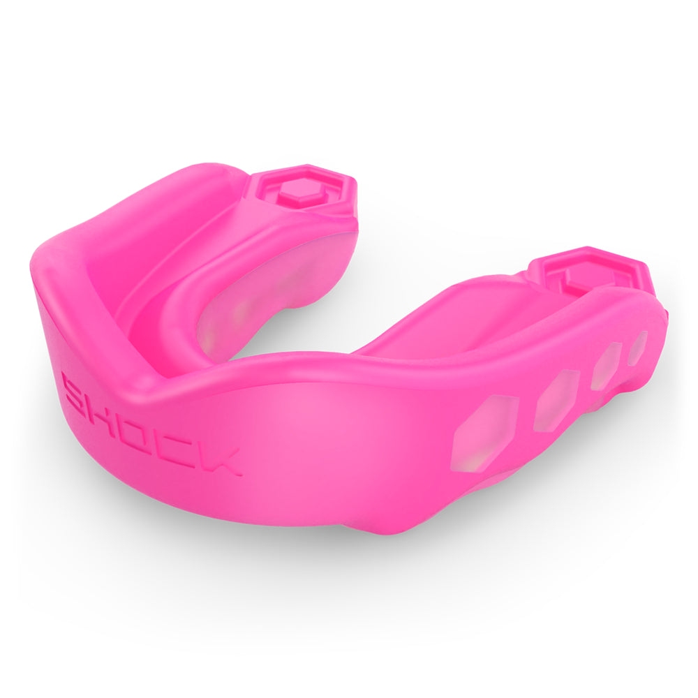 Shock Doctor Gel Max Mouthguard - Shock Pink - Front Left Angle View