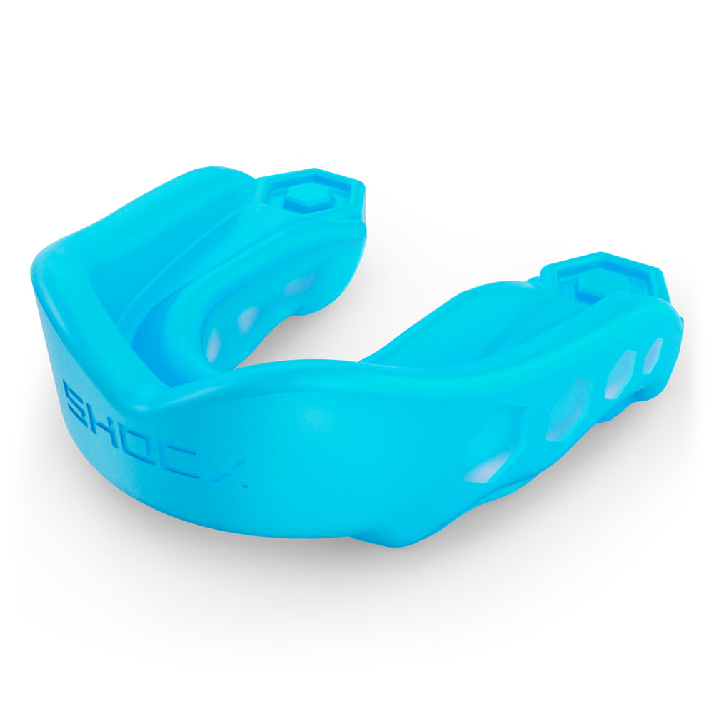 Shock Doctor Gel Max Mouthguard - Shock Blue - Front Left Angle View
