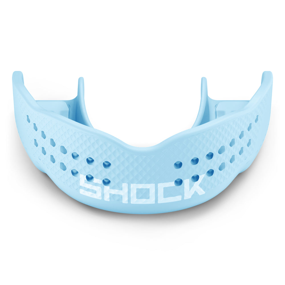 Shock Doctor Trash Talker Columbia Blue Sprinkle Drip Mouthguard - Front View