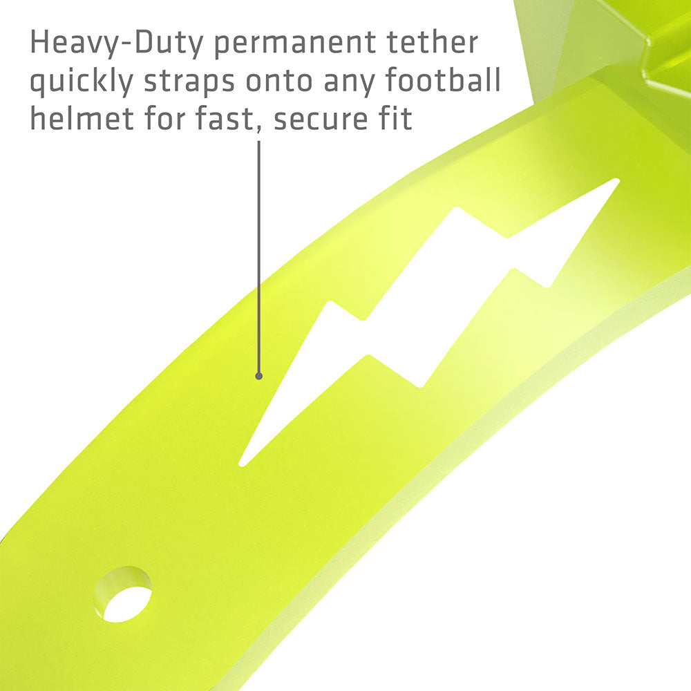 Shock Doctor Thunder Bolt Lip Guard - Heavy-Duty permanent tether quickly straps onto any football helmet for fast, secure fit